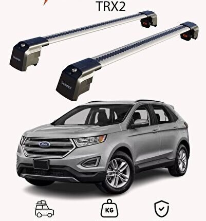 FORD EDGE 2015-Sonrası TRX2 Thunder Carrier Kilitli Ara Atkı Taşıyıcı Tavan Barı Gri