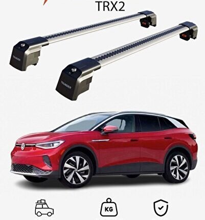 VOLKSWAGEN ID.4 2021-Sonrası TRX2 Thunder Carrier Kilitli Ara Atkı Taşıyıcı Tavan Barı Siyah
