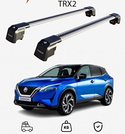 NISSAN QASHQAI 2021-Sonrası TRX2 Thunder Carrier Kilitli Ara Atkı Taşıyıcı Tavan Barı Siyah