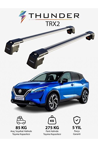 1_org_zoom-17648.jpg NISSAN QASHQAI 2021-Sonrası TRX2 Thunder Carrier Kilitli Ara Atkı Taşıyıcı Tavan Barı Siyah - Görsel 1