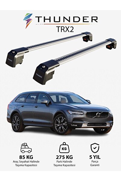 1_org_zoom-17650.jpg VOLVO XC40 2018-Sonrası TRX2 Thunder Carrier Kilitli Ara Atkı Taşıyıcı Tavan Barı Gri - Görsel 1