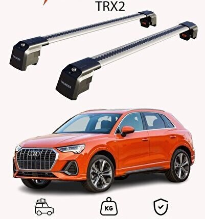 AUDI Q3 2019-Sonrası TRX2 Thunder Carrier Kilitli Ara Atkı Taşıyıcı Tavan Barı Siyah