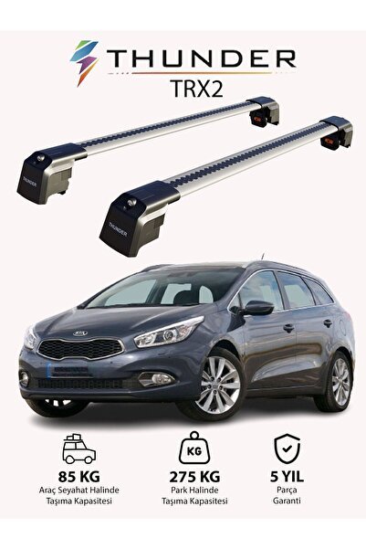 1_org_zoom-17655.jpg KIA CEED SPORTSWAGON 2013-2018 TRX2 Thunder Carrier Kilitli Ara Atkı Taşıyıcı Tavan Barı Gri - Görsel 1