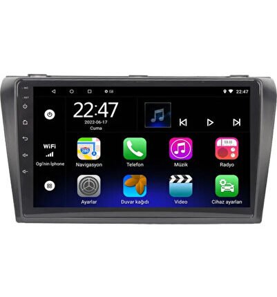 Mazda 3 (2004-2009) Android 12 Carplay Navigasyon Multimedya - 2GB Ram 32GB HDD