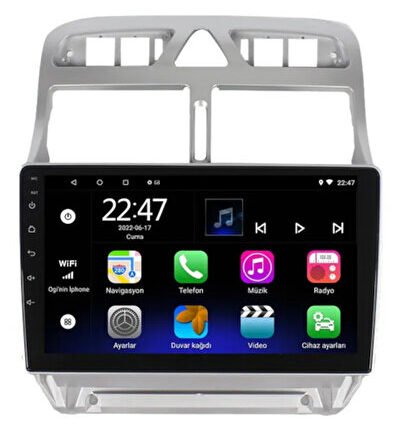 Peugeot 307 (2001-2008) Android 12 Carplay Navigasyon Multimedya - 4GB Ram 64GB HDD
