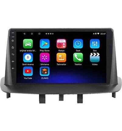 Renault Megane 3 Android 12 Carplay Navigasyon Multimedya - 2GB Ram 32GB HDD