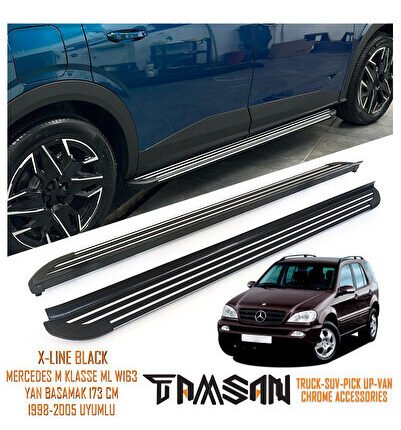 MERCEDES M KLASSE ML W163 X-LINE MODEL YAN BASAMAK SIYAH 173 CM 1998-2005 UYUMLU
