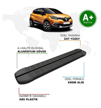 Renault Captur Yan Basamak 2013 – 2020 Model S-Line Siyah