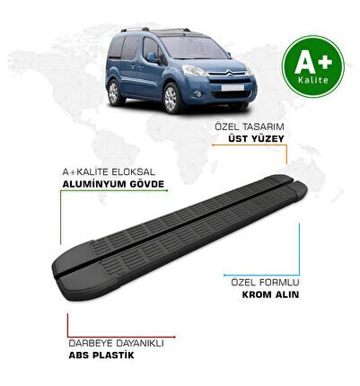 Citroen Berlingo Yan Basamak 2008 – 2018 Model S-Line Siyah