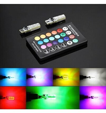 T10 Rgb Kumandalı Çakarlı Park Ampülleri