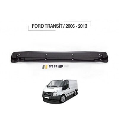 Ford Transit Ön Cam Güneşliği Siperlik Vizör Şapka Terek Akrilik (ABS) Piano Black 2006-2013