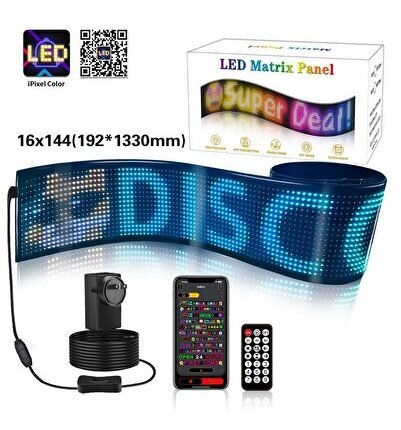 Led Matrix Usb Girişli Büyük Boy Dijital Ekran Kumandalı App Kontrollü Oto Aksesuar