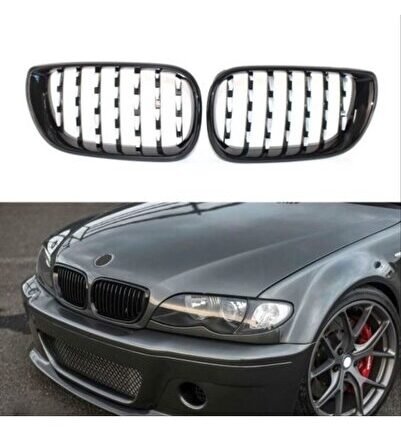 Bmw 3 Serisi 2002-2004 E46 Uyumlu Dıamond Panjur ( Böbrek ) Pıano Black Çerçeve