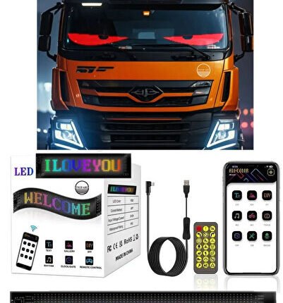 Led Panel 92 Cm Yazı Yazan Telefon Kontrollü Led Ekran Kamyon Otobüs Iş ,araba Cam Duvar Reflektör