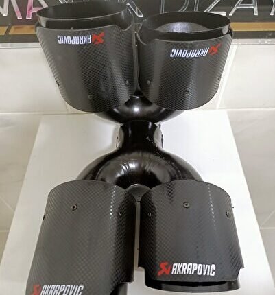 Akrapovic 100MM ÇİFTLİ İÇİ SİYAH Sağ - Sol SET Her Araca Uyumlu Egzoz Ucu