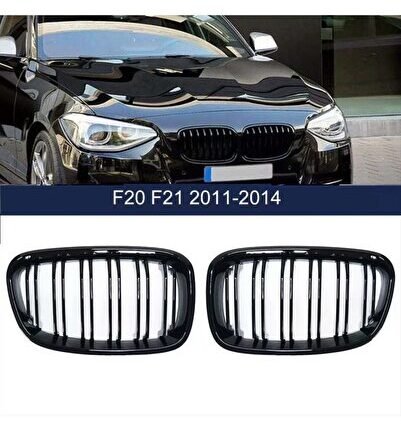 Bmw 1 Serisi F20 2011-2015 İçin Uyumlu M Panjur (Çift Çizgi Böbrek) Piano Black