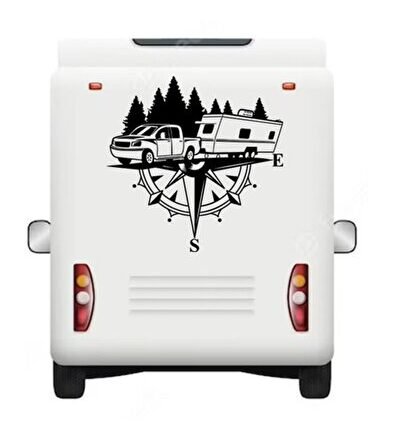 120 X 120 Cm Çekme Karavan Pusula Doğa Sticker