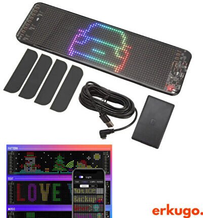 Telefon App Kontrollü Programlanabilir Araba Led Ekranı, Uzaktan kumandalı Kayan Yazı Emoji Led