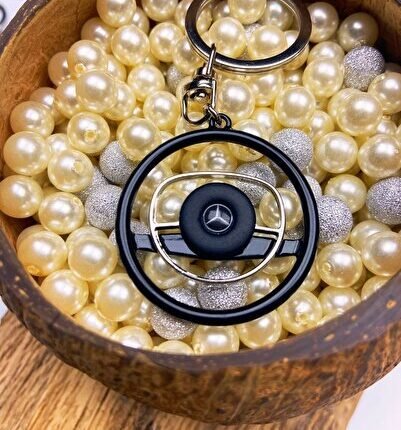 Mercedes W113-114-115 kemik direksiyon model anahtarlık (Siyah)