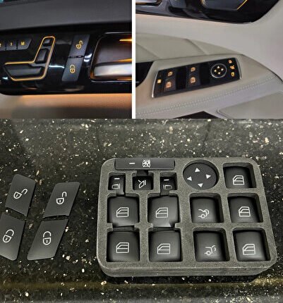 MERCEDES CAM TUŞ VE KİLİT SİYAH KAPLAMA 4 KAPI SET W204 W212 W117 W176 W207 Uyumlu