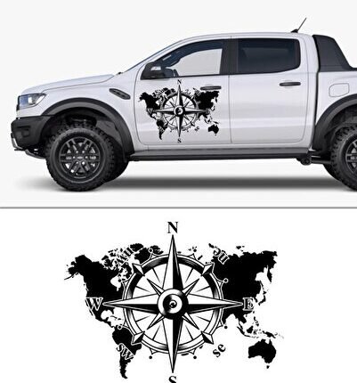 120 X 93 Cm - Dünya Pusula Off Road Karavan Sticker