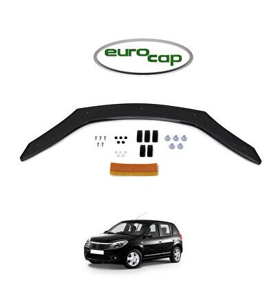 Dacia Sandero Ön Kaput Koruma Rüzgarlığı 3mm Akrilik (ABS) Parlak Siyah Deflektör 2009-2012