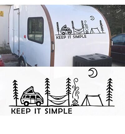 150 X 65 Cm Uyumlu Yazı Tercihli, Keep It Simple Kamp Araba Karavan Sticker, Off Road Sticker