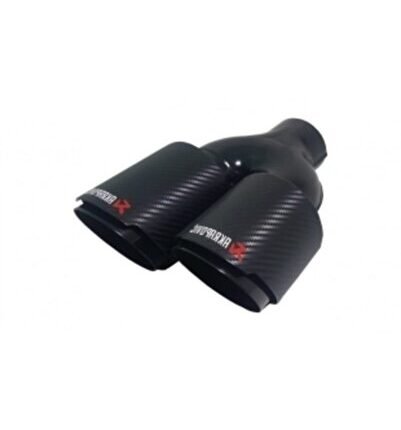 100 Lük Çiftli Sağ Akrapoviç Içi Siyah Egzoz Başlığı Eksoz Kafası Egsoz Çift 100 Mm Karbon