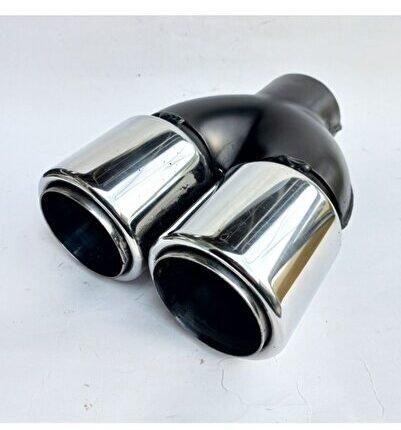 76 mm Uyumlu Krom Düz Eşit Dual Çift Çıkışlı Paslanmaz İçi Borulu Egzoz Ucu