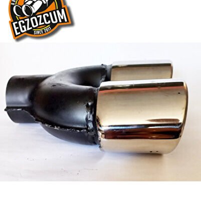 90 mm Yassı Çiftli Egzoz Ucu - Kesik Eşit Paslanmaz Krom Universal