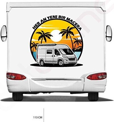 Karavan Baskı Sticker - Palmiye Sticker - Macera Ve Keşif Sticker - 120x113 Cm