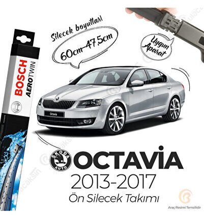 Aerotwin Muz Silecek Takımı Skoda Octavia 2013-2017 ile uyumlu