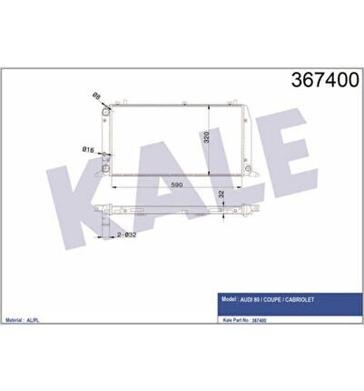 OTO Radyatör 367400 Su Radyatörü 80 86-95 1.6I 1.8I 2.0I Nac 590X322X34