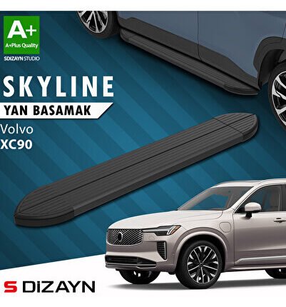 S-Dizayn Volvo XC90 Makyajlı Benzinli Skyline Siyah Yan Basamak 203 Cm 2024 Üzeri A+ Kalite VO-X92M-