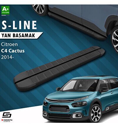 Citroen C4 Cactus S-Line Siyah Yan Basamak 183 Cm 2014 Üzeri A+ Kalite CI-C4C-YBS-SL-SA-183