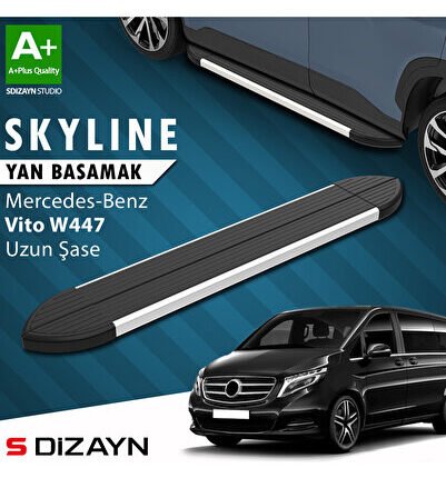 Mercedes Vito W447 Uzun Şase Skyline Aluminyum Yan Basamak 253 Cm 2014 Üzeri A+ Kalite MR-447-US-YBS