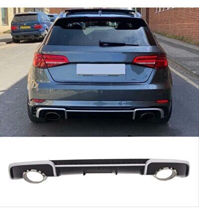 Audi A3 Hatchback 2016 - 2019 İçin Uyumlu Yedek Parça RS3 Difüzör (Normal Tampon İçin)