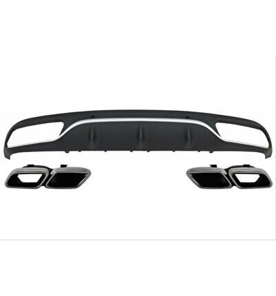 Mercedes Uyumlu Yedek Parça W205 C Serisi (Amg Sedan) Uyumlu C63 Görünüm Difüzör (Mat Gri Çizgili )