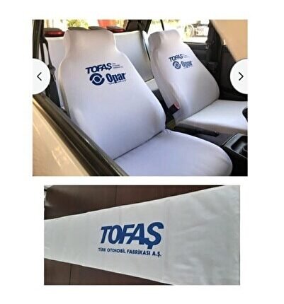 Tofaş Uyumlu Beyaz Oto Koltuk Servis Kılıfı Pratik Ön Arka Set + Tofaş Opar Torpido Örtüsü Havlusu