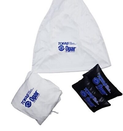 Opar Beyaz Penye Servis Kılıfı Ve Siyah Deri Yastık