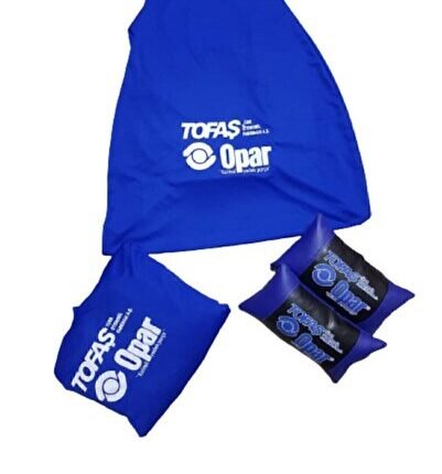 Opar Mavi Penye Servis Kılıfı Ve Mavi Deri Yastık