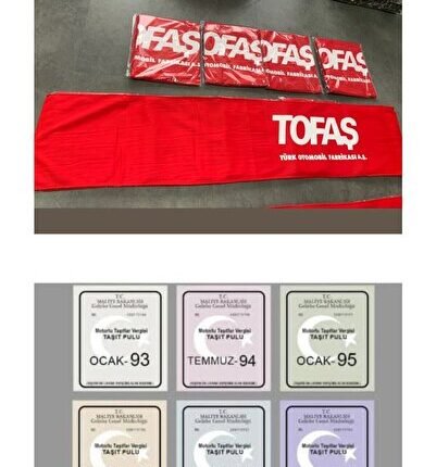 Kırmızı Tofaş Opar Havlusu arkası pamuk iplik - Vergi Pulu Set