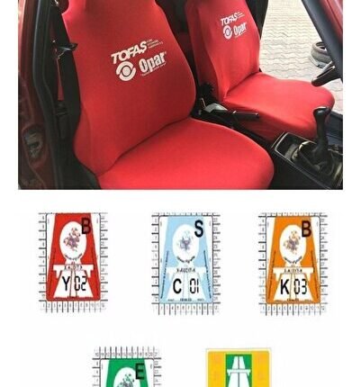 Kırmızı Opar Koltuk Kılıfı & Ön Cam Gümrük Pulu Set