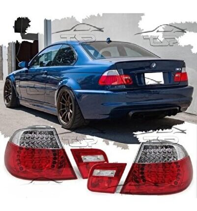 bmw e46 coupe 1998-1999-2000 uyumlu kırmızı beyaz led stop