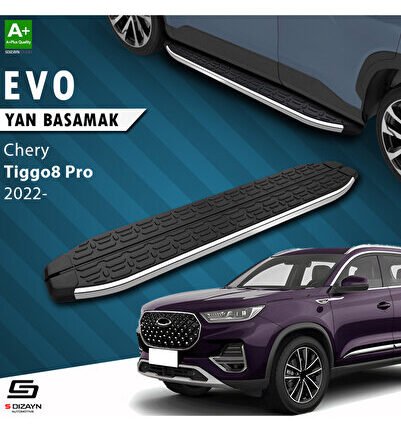 S-Dizayn Chery Tiggo8 Pro Evo Krom Yan Basamak 183 Cm 2022 Üzeri A+ Kalite