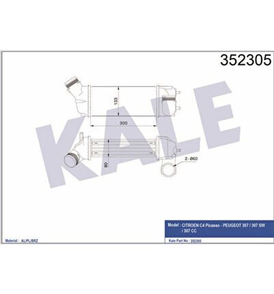 352305 Turbo Radyatörü Intercooler Citroen C4 Picasso 2.0HDI 06- Peugeot 307 307 Sw 307 Cc