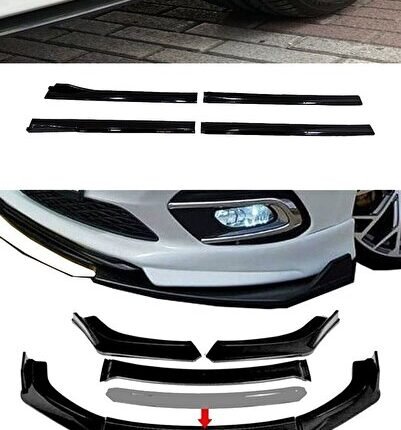 Volkswagen Golf Uyumlu Mk6 2008-2014 Flaplı Yan Marşpiyel Eki + 4 Parça Beyaz Ön Ek Piano Black Set