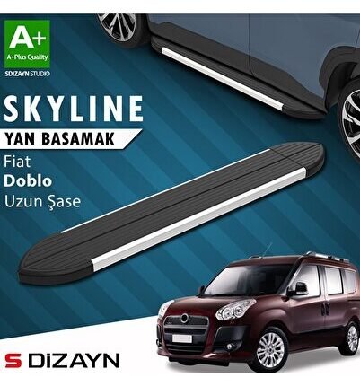 S-Dizayn Fiat Doblo 2 Uzun Şase Skyline Aluminyum Yan Basamak 223 Cm 2010-2023 A+ Kalite
