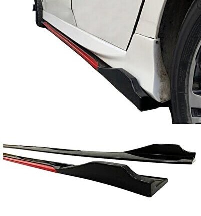 Volvo V60 Flaplı Kırmızı Şeritli Yan Marşpiyel Eki Piano Black