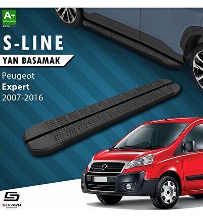 S-Dizayn Peugeot Expert 2 Kısa Şase S-Line Siyah Yan Basamak 213 Cm 2007-2016